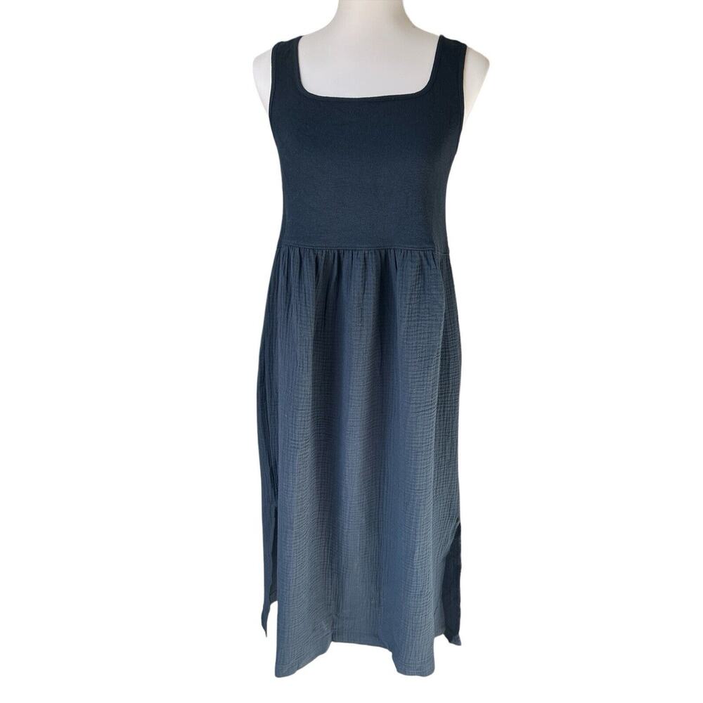 Madewell Dress Women Size XS Black Knit Tank Midi 100% Cotton Dress